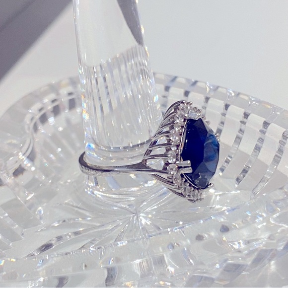 Sterling Silver Cubic Zirconia Blue Sapphire Ring - Picture 7 of 16